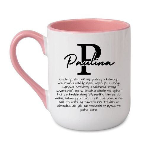 KUBEK Z IMIENIEM "PAULINA" Wzór - Elegant Coffee Różowy 330 ml na Arena.pl