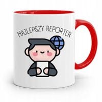 Kubek Czerwony Prezent Dla Dziennikarza Reportera Z Nadrukiem Ze Zdjęciem