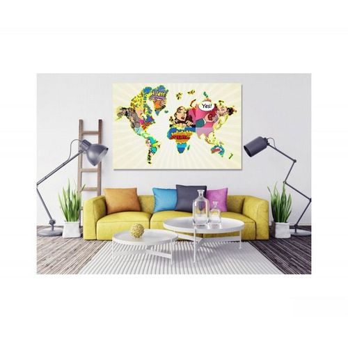 Obraz na płótnie - Canvas, Mapa Świata Pop-art 80x60 na Arena.pl