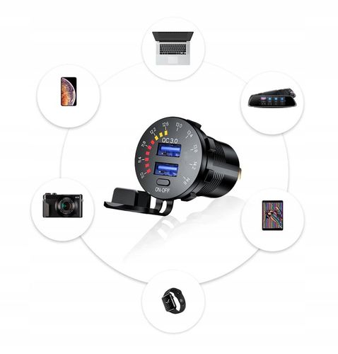 ŁADOWARKA SAMOCHÓD 2x USB QC3.0 WOLTOMIERZ 3A na Arena.pl