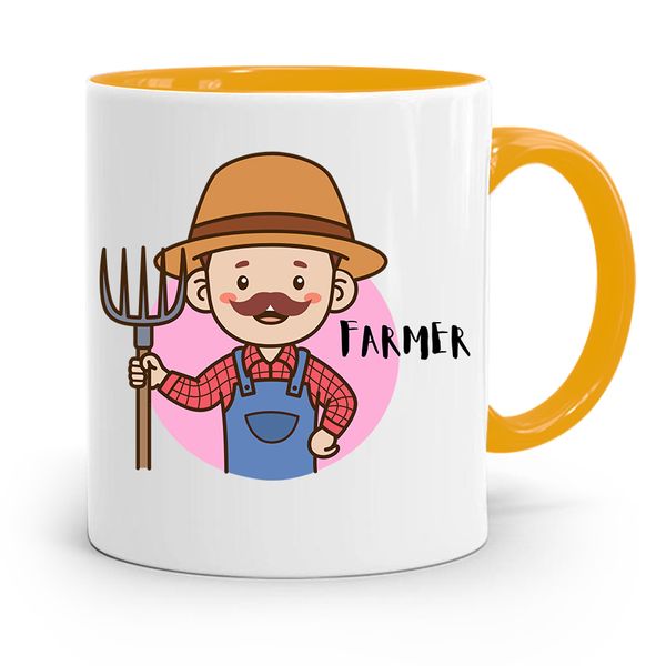 Dla Rolnika Kubek Zółty Na Prezent Farmer Z Nadrukiem Ze Zdjęciem zdjęcie 1