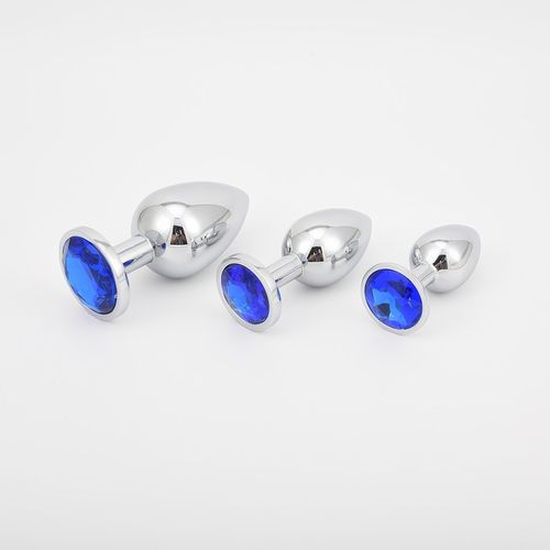 Zestaw 3 Korków Analnych Stalowych Plug S M L Granatowy Kryształ Diamencik na Arena.pl