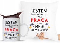 Zestaw Poduszka + Kubek Prezent Dla Weterynarza Z Nadrukiem Ze Zdjęciem