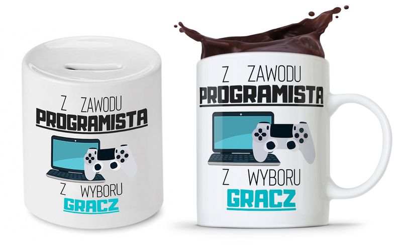 Zestaw Dla Informatyka Prezent Kubek + Skarbonka Z Nadrukiem Ze Zdjęciem zdjęcie 1