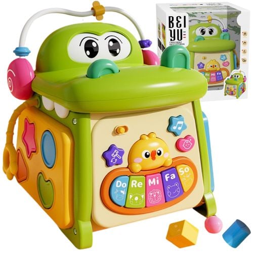 Kostka edukacyjna sorter pianinko sensoryczna labirynt zegar krokodyl MS007 na Arena.pl
