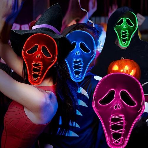 Maska Halloween LED Krzyk Ghost Scream Świecąca Straszna 3 Tryby Gąbka na Arena.pl