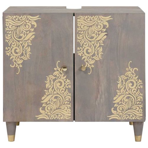 Szafka pod umywalkę Szary 62 x 33 x 58 cm Lite drewno mango na Arena.pl