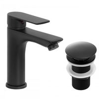 Bateria umywalkowa w komplecie z korkiem klik klak bez przelewu czarna loft