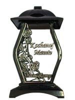 Znicz szklany kapliczka czarna z srebrną różą "Kochanej Mamie"