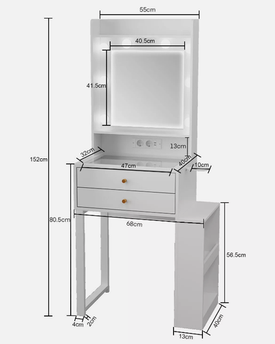 Toaletka sekretarzyk z oświetleniem LED z szafką boczną szuflady na Arena.pl