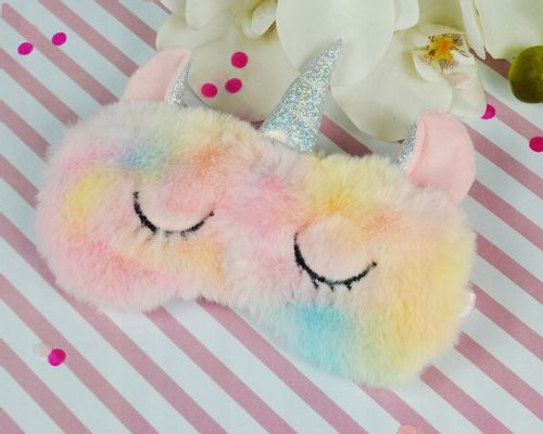 opaska na oczy jednorożec kolorowy maska do spania lekka wygodna meseczka na Arena.pl