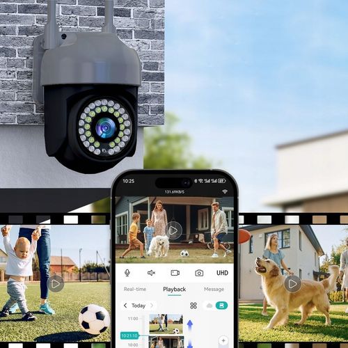 Zewnętrzna Kamera WiFi Obrotowa 4MPx Tuya SMART Bezprzewodowa SZARA CZARNA na Arena.pl