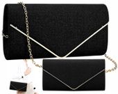 Czarna Torebka Wieczorowa Kopertówka Wizytowa Mała