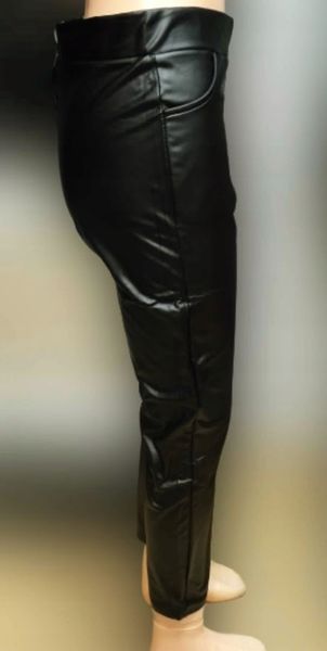 LEGGINSY Spodnie lekko ocieplone Eko Skóra czarne wysoki stan XL/2XL zdjęcie 6