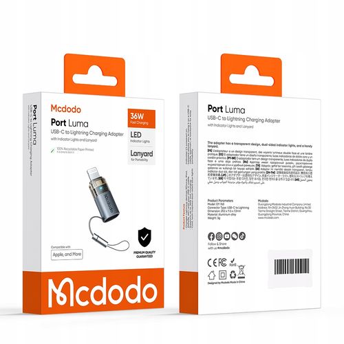 mcdodo adapter przejściówka usb-c usb typ c do lightning iphone 13 14 led na Arena.pl