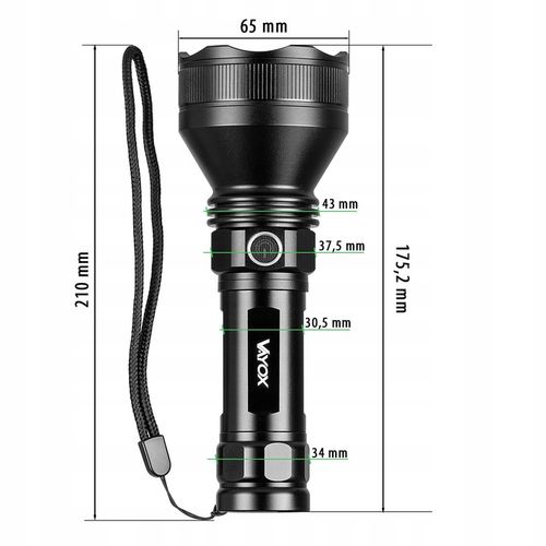 LATARKA LED TAKTYCZNA WOJSKOWA LAMPA AKUMULATOROWA IPX5 USB-C EDC PRO VAYOX na Arena.pl