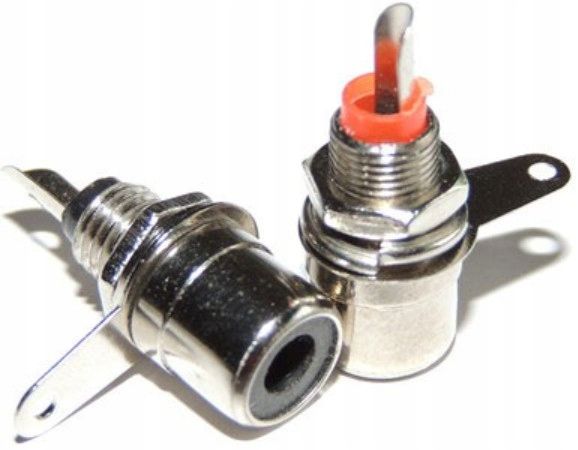 Gniazdo RCA cinch czarne przykręcane lutowane 6mm zdjęcie 2