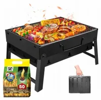 GRILL OGRODOWY WĘGLOWY SKŁADANY WALIZKA + ROZPAŁKA