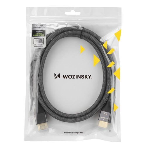 Mocny wytrzymały kabel HDMI 2.1 8K / 4K / 2K w oplocie 2m - srebrny na Arena.pl