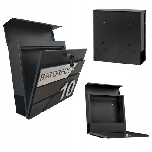 SKRZYNKA POCZTOWA NA LISTY Z ADRESEM NUMER DOMU WZORY DUŻA CZARNA RAL 9005 na Arena.pl