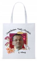 Mateusz Morawiecki Pis Torba Eco Biała Shopper Z Nadrukiem Ze Zdjęciem