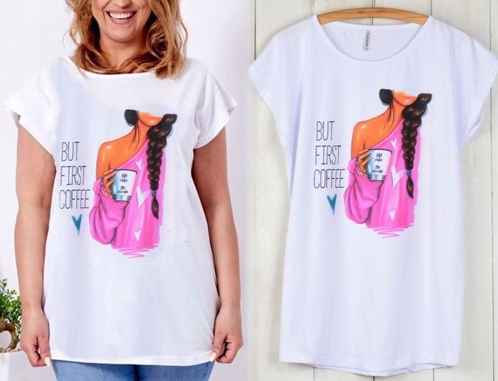 T69 t-shirt BLUZKA TUNIKA PLUS SIZE BAWEŁNA XL/XXL zdjęcie 2