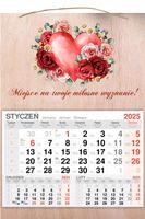 KALENDARZ 2025 jednodzielny DREWNIANY prezent dla dziewczyny TWÓJ NAPIS