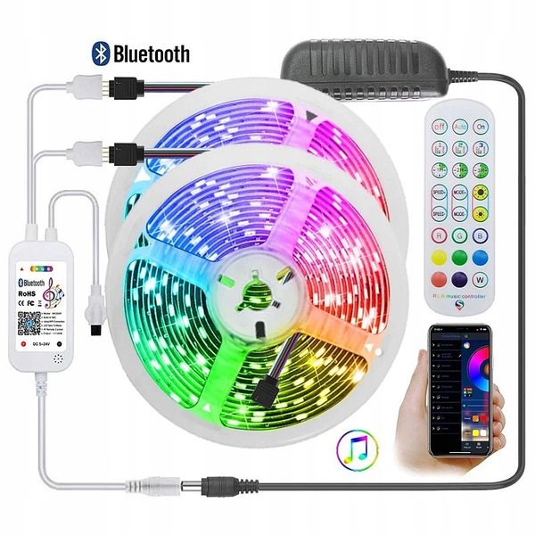 Taśma LED RGB smart+kontroler muzyki 10 metrów blt zdjęcie 1