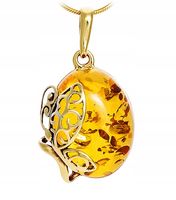 ZŁOTY WISIOREK naszyjnik z BURSZTYN i SREBRO łańcuszek snake żmijka PREZENT