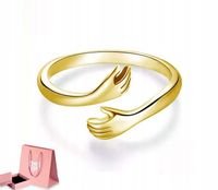 Złoty pierścionek obejmujące Dłonie HUG Stal