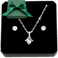 Srebrny komplet biżuterii 925 Tulipan z cyrkoniami idealny subtelny prezent