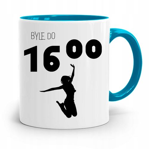 Kubek Błękitny Śmieszny Zabawny Byle Do 16:00 Z Nadrukiem Ze Zdjęciem na Arena.pl