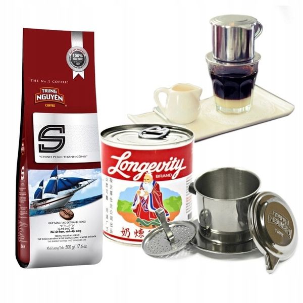 Zestaw do kawy po wietnamsku Kawa S Blend mleczko zaparzacz - Trung Nguyen zdjęcie 1