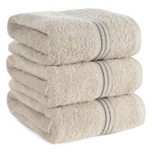 Bawełniany ręcznik Tris 50X90 cm beżowy ozdobna bordiura