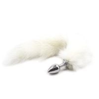 plug anale con coda long fox tail bianca