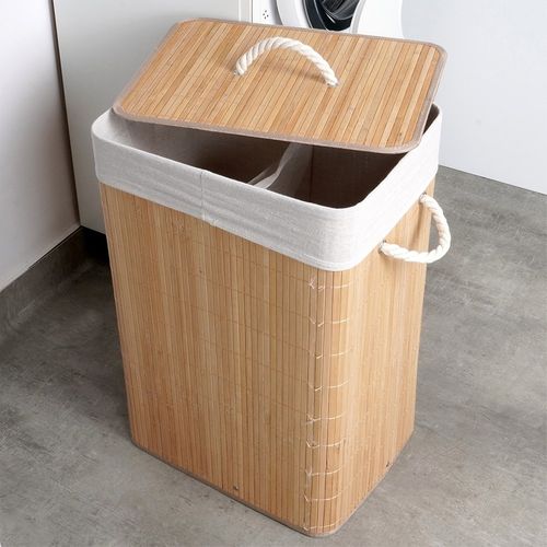 Kosz Łazienkowy Pojemnik na Pranie Odzież Bieliznę Bambusowy Drewniany 70L na Arena.pl