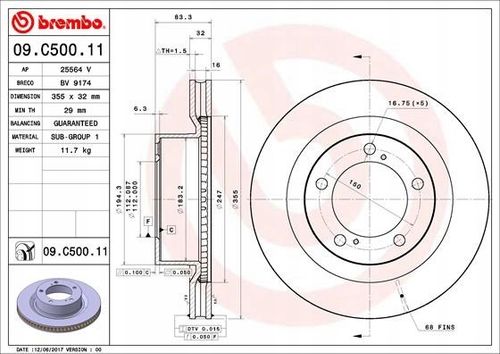 TARCZA HAM PRZOD 355X32 V BREMBO na Arena.pl