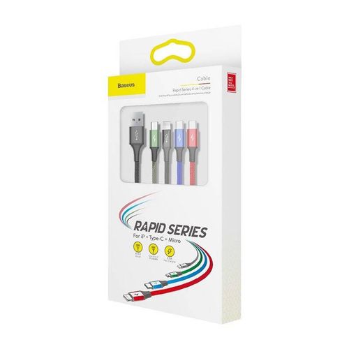 kabel usb baseus fast 4w1 2xusb-c / lightning / micro 3,5a 1.2m (czarny) na Arena.pl