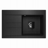 ZLEWOZMYWAK GRANITOWY LAVELLO QUBE 1.0 CZARNY POZŁACANY LEWY