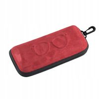 Czerwone zamszowe ETUI NA OKULARY korekcyjne przeciwsłoneczne na zamek
