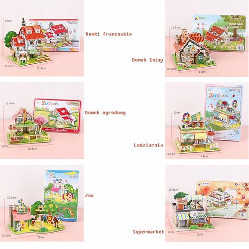 6x Miniaturowy domek 3D PUZZLE DIY ZABAWK dla dzieci Prezent na Arena.pl
