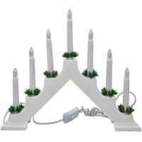 ŚWIECZNIK ADWENTOWY BIAŁY PLASTIKOWY 7 ŚWIEC ŚWIĄTECZNY 40,5 CM