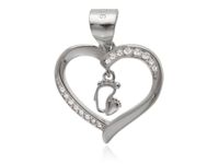 ELEGANCKI RODOWANY SREBRNY WISIOREK SERDUSZKO DZIECIĘCE STOPY CYRKONIE