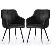 2x Krzesło welurowe tapicerowane do salonu LUXANO Czarne Czarne nogi