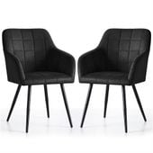 2x Krzesło welurowe tapicerowane do salonu LUXANO Czarne Czarne nogi