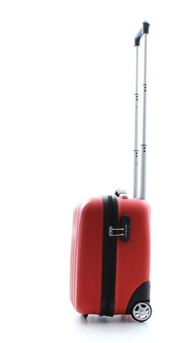 Mała czerwona wytrzymała walizka na 2 kołach z ABS Bubule idealna na wyjazd na Arena.pl