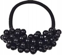 Elastyczna Gumka do włosów ozdobne perełki czarna  X11_Czarny