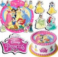 ZESTAW OPŁATEK NA TORT 20CM + 17 POSTACI - KSIĘŻNICZKI + IMIĘ 15CM 18CM