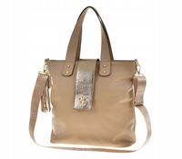 Laura Biaggi - torebka shopper breloczek ciemny beż serce i chwost M241