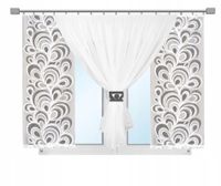 Firana nowoczesna salon PAWIE OCZKO 300x150 szar